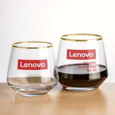 Tucson Gold Rim Stemless Wine - Imprinted - Etched Barware