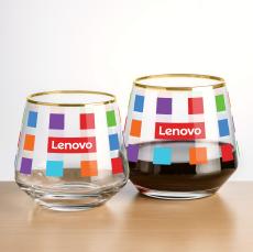 Tucson Gold Rim Stemless Wine - Full Color - Etched Barware