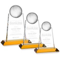 Netherford Globe Amber Spheres Crystal Award - Corporate Awards
