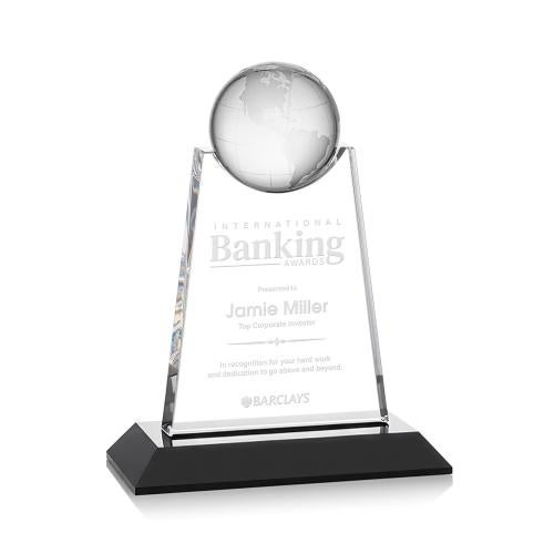 Netherford Globe Black Spheres Crystal Award Corporate Awards - Crystal Awards - Netherford Globe Black Spheres Crystal Award