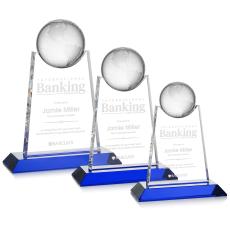 Netherford Globe Blue Spheres Crystal Award - Corporate Awards