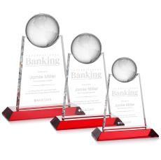 Netherford Globe Red Spheres Crystal Award - Corporate Awards