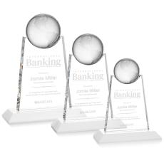 Netherford Globe White Spheres Crystal Award - Corporate Awards