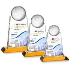 Netherford Globe Full Color Amber Spheres Crystal Award - Corporate Awards