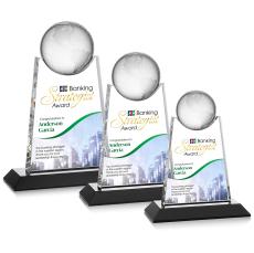 Netherford Globe Full Color Black Spheres Crystal Award - Corporate Awards