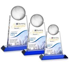 Netherford Globe Full Color Blue Spheres Crystal Award - Corporate Awards