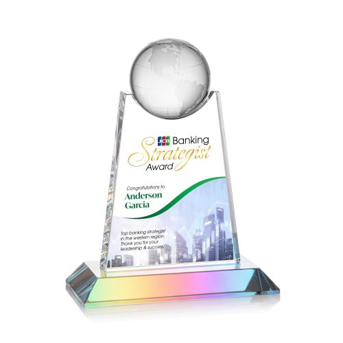 Corporate Awards - Crystal Awards - Netherford Globe Full Color Prismatic Spheres Crystal Award