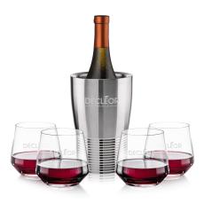 Genoa Wine Cooler & Tucson Stemless Wine Set - Etched Barware