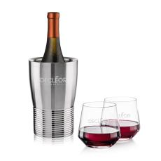 Genoa Wine Cooler & Tucson Stemless Wine Set - Etched Barware