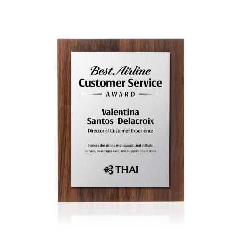 Corporate Awards - Award Plaques - Millsboro Plaque - Walnut Finish/Silver