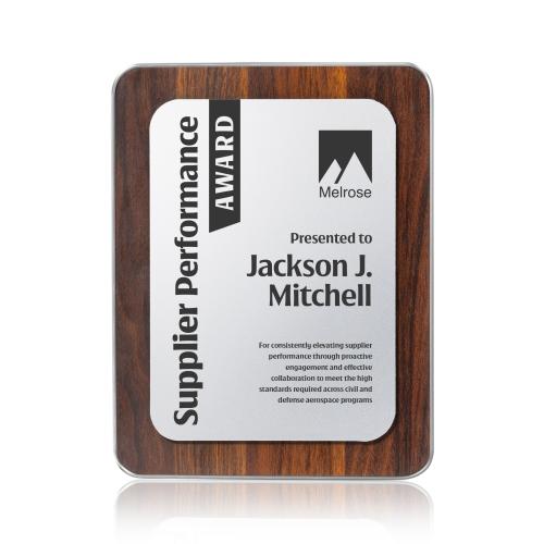 Corporate Awards - Award Plaques - Reston Plaque - Walnut Finish/Silver