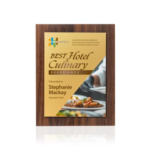 Corporate Awards - Award Plaques - Millsboro Full Color Plaque - Walnut Finish/Gold