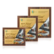 Millsboro Full Color Plaque - Walnut Finish/Gold - Wood Plaques