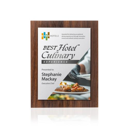 Corporate Awards - Award Plaques - Millsboro Full Color Plaque - Walnut Finish/Silver