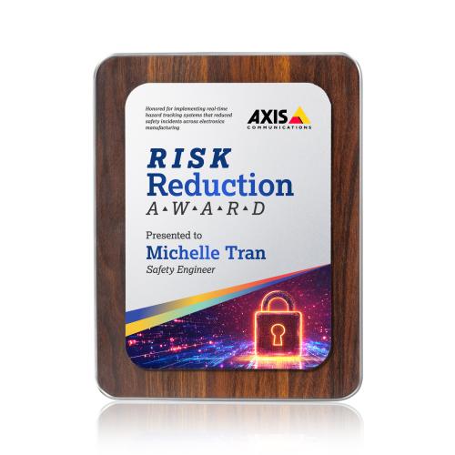 Corporate Awards - Award Plaques - Reston Full Color Plaque - Walnut Finish/Silver