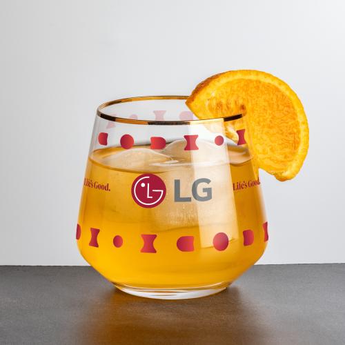 Corporate Recognition Gifts - Etched Barware - Tucson OTR/DOF Gold Rim - Full Color