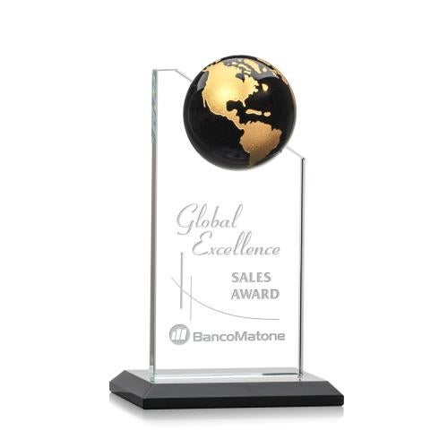 Corporate Awards - Sales Awards - Arden Globe Black/Gold Spheres Crystal Award