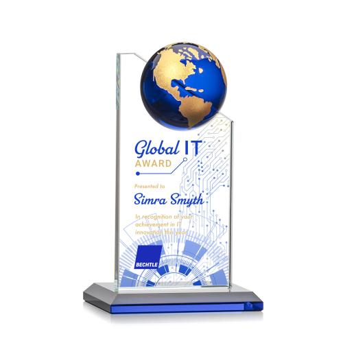 Corporate Awards - Sales Awards - Arden Full Color Blue/Gold Peak Crystal Award