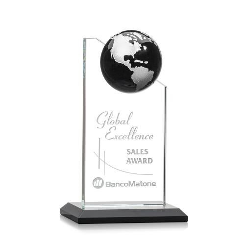 Corporate Awards - Sales Awards - Arden Globe Black/Silver Spheres Crystal Award
