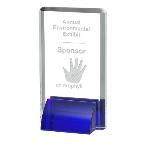 Corporate Awards - Crystal Awards - Colored Crystal - Veronese Blue Rectangle Crystal Award