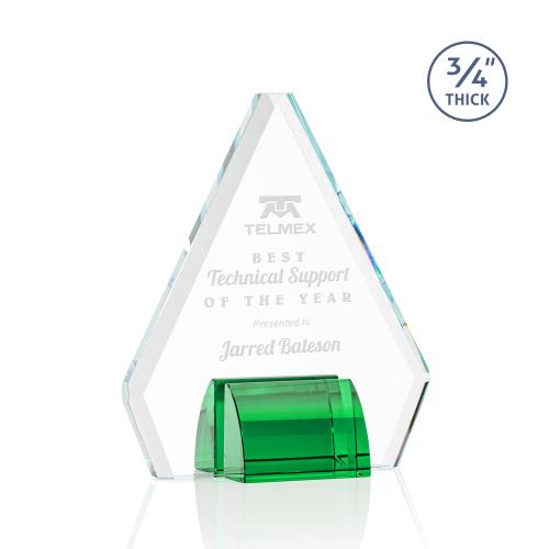 Corporate Awards - Crystal Awards - Colored Crystal - Roxborough Green Crystal Award