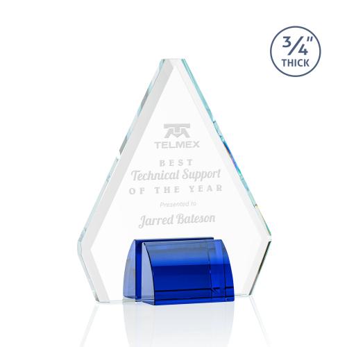 Corporate Awards - Glass Awards - Colored Glass Awards - Roxborough Blue Crystal Award