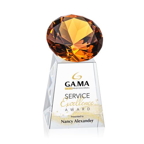 Corporate Awards - Award Shapes - Diamond Awards - Celestina Full Color Amber Crystal Award