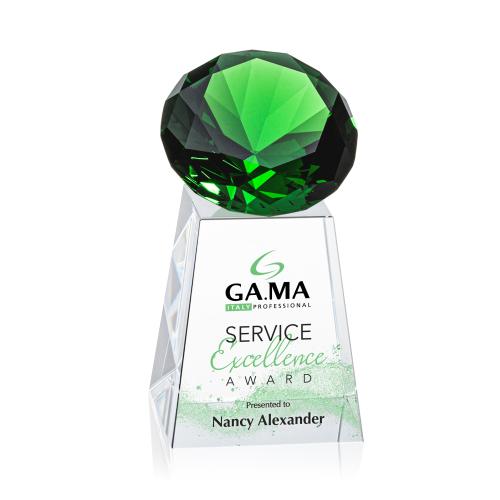Corporate Awards - Award Shapes - Diamond Awards - Celestina Full Color Emerald Crystal Award