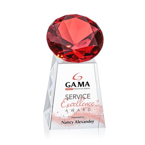 Corporate Awards - Award Shapes - Diamond Awards - Celestina Full Color Ruby Crystal Award