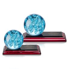 Addison Spheres on Rosewood Base Glass Award - Corporate Awards