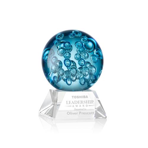Corporate Awards - Glass Awards - Art Glass Awards - Addison Clear on Sheffield Base Spheres Glass Award