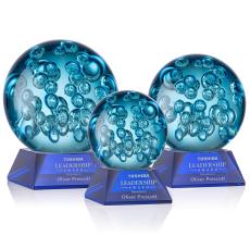 Addison Blue on Sheffield Base Spheres Glass Award - Glass Awards