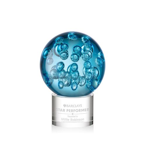 Corporate Awards - Glass Awards - Art Glass Awards - Addison Clear on Marvel Base Spheres Glass Award
