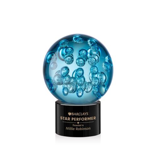 Corporate Awards - Glass Awards - Art Glass Awards - Addison Black on Marvel Base Spheres Glass Award