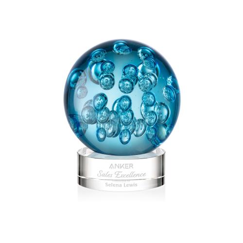 Corporate Awards - Glass Awards - Art Glass Awards - Addison Clear on Stanrich Base Spheres Glass Award