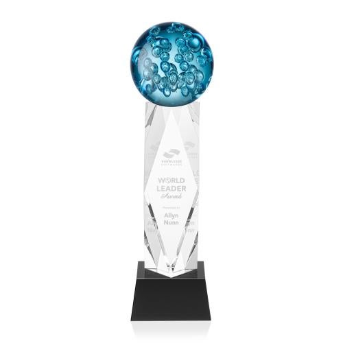 Corporate Awards - Glass Awards - Art Glass Awards - Addison Black on Toscana Base Spheres Glass Award