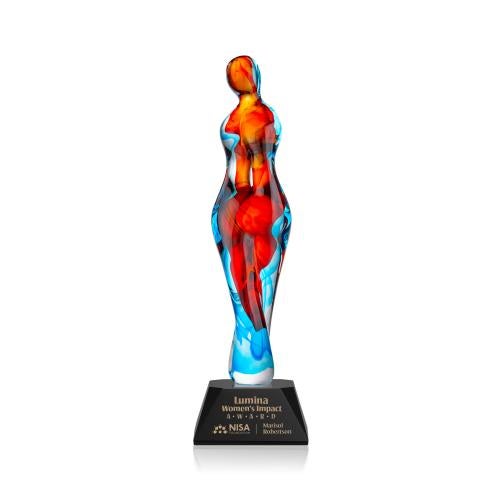 Corporate Awards - Glass Awards - Venus Black on Sheffield Base People Glass Award