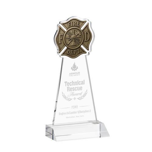 Corporate Awards - Crystal Awards - Fire Dept Clear Abstract / Misc Crystal Award