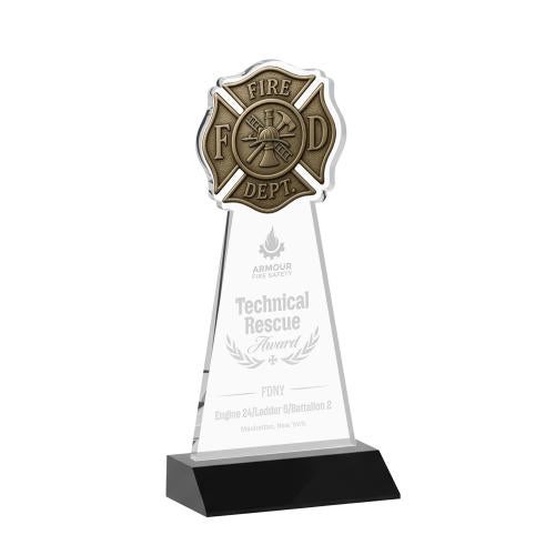 Corporate Awards - Crystal Awards - Fire Dept Black Abstract / Misc Crystal Award