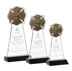 Fire Dept Black Abstract / Misc Crystal Award - Corporate Awards