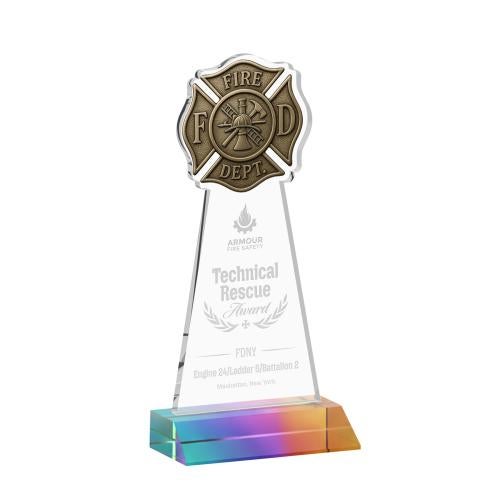 Corporate Awards - Crystal Awards - Fire Dept Prismatic Abstract / Misc Crystal Award