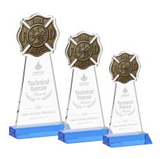 Fire Dept Sky Blue Abstract / Misc Crystal Award - Corporate Awards