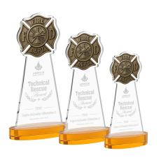 Fire Dept Amber on Alberton Base Abstract / Misc Crystal Award - Newest Additions