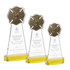 Fire Dept Gold on Alberton Base Abstract / Misc Crystal Award - Corporate Awards