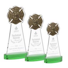 Fire Dept Green on Alberton Base Abstract / Misc Crystal Award - Newest Additions