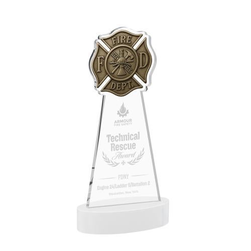 Corporate Awards - Crystal Awards - Fire Dept White on Alberton Base Abstract / Misc Crystal Award