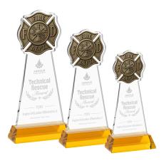 Fire Dept Amber on Hartford Base Abstract / Misc Crystal Award - Corporate Awards