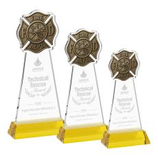 Fire Dept Gold on Hartford Base Abstract / Misc Crystal Award - Corporate Awards