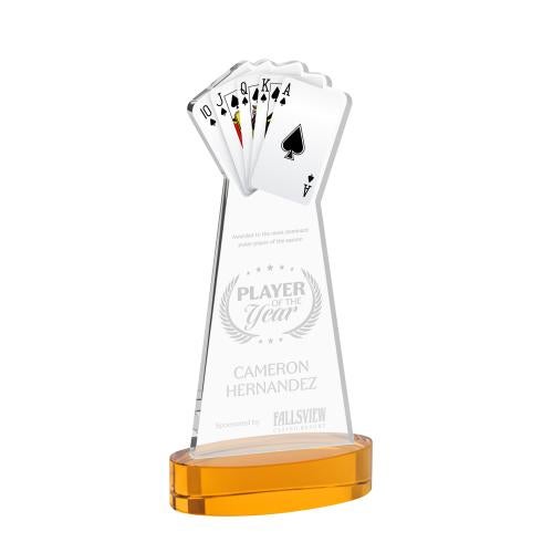 Corporate Awards - Crystal Awards - Poker Amber on Alberton Base Abstract / Misc Crystal Award