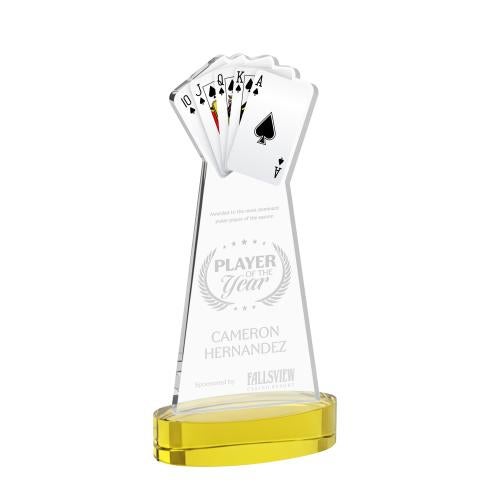 Corporate Awards - Crystal Awards - Poker Gold on Alberton Base Abstract / Misc Crystal Award